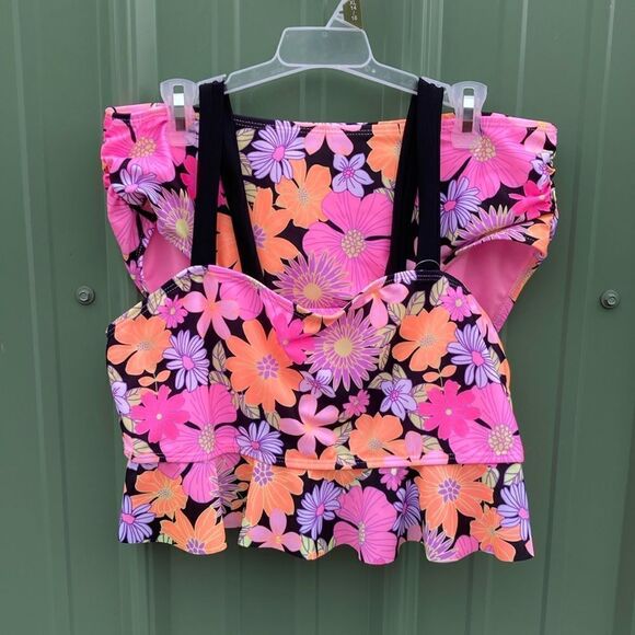 Girls Flounce Bikini & Unicorn One Piece Swimsuit Bathing Suit 2-Pack XL Plus - Picture 2 of 11